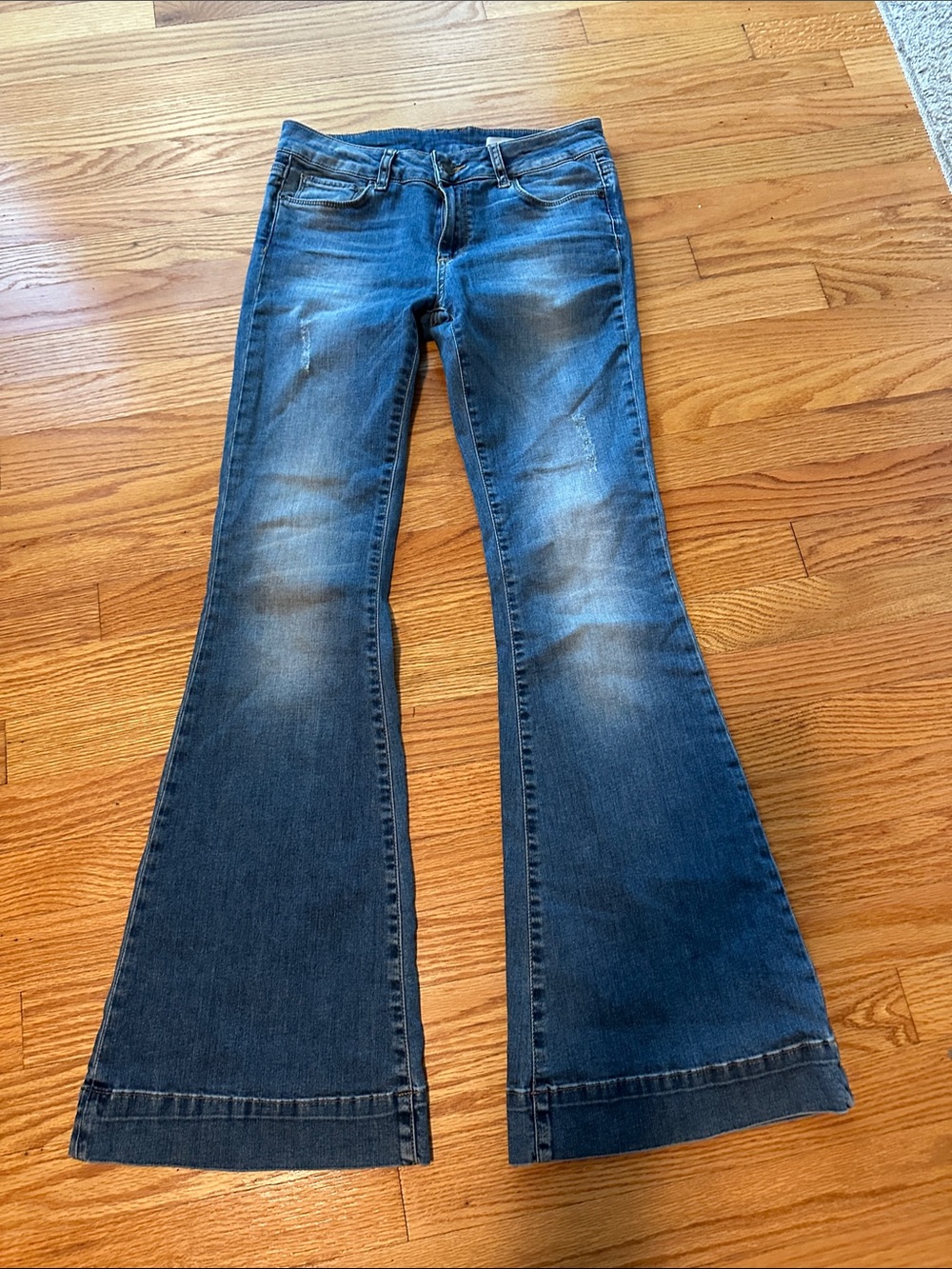 Anine Bing Distressed Dark Blue Flare Jeans